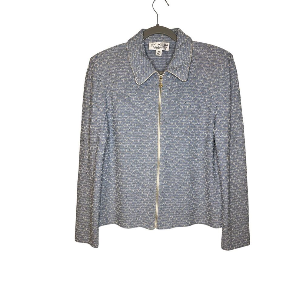 St. John Collection by Marie Gray Vintage Blue Zip Up Jacket Size 10
